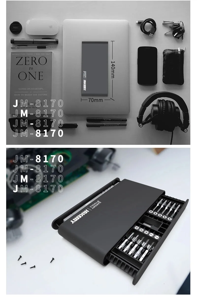 New Product JM-8170 Portable DIY Electronic Maintenance Magic Screwdriver Box Kit with Replaceable Driver Bits for Home Repair