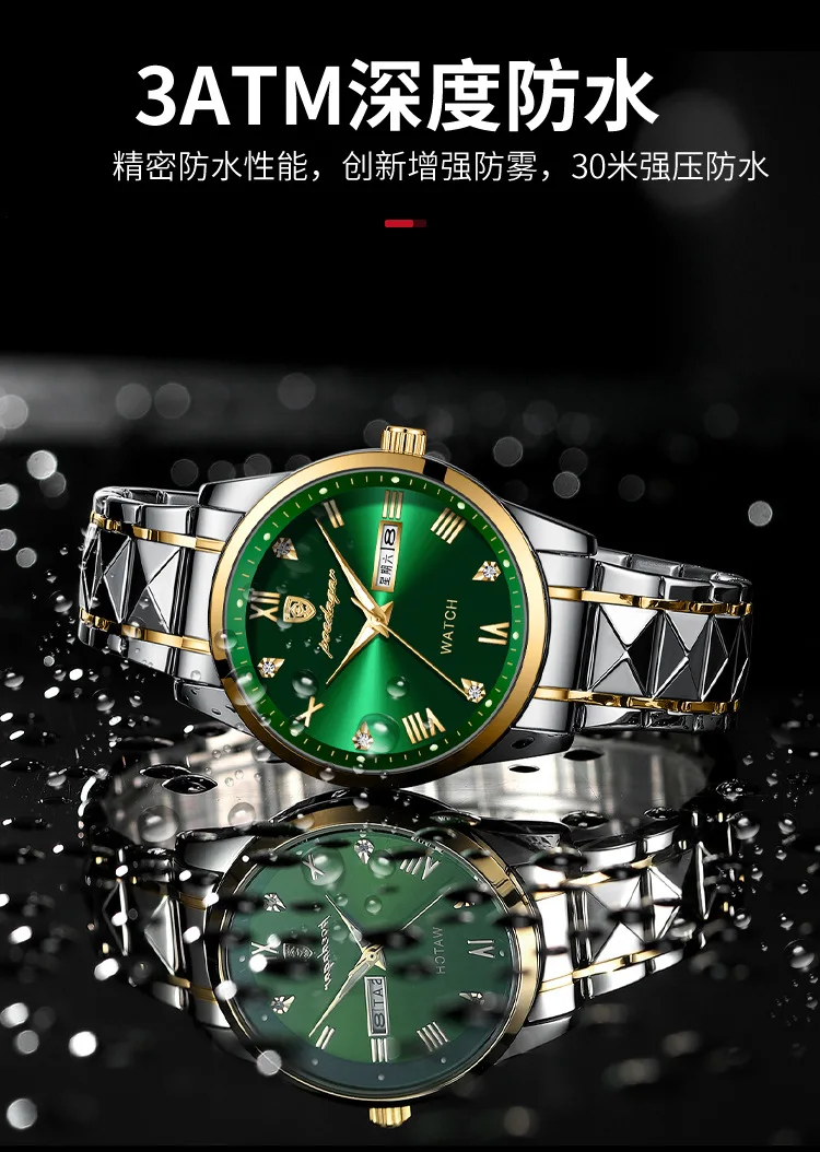 Relogio Masculino 2022 Gold Green Wrist Watch Mens Watches Top Brand Luxury Golden Quartz Stainless Steel Waterproof Wrist Watch