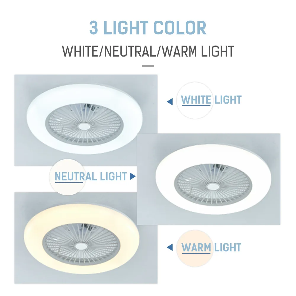Modern Nordic minimalist ceiling fan light acrylic panel LED smart mute dimming AC 220V factory office living room dimmer