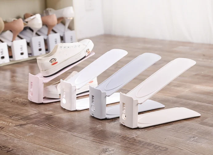 4 pieces of adjustable integrated furniture to save more space simple plastic double layer storage magic shoe rack J05