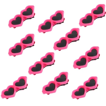 

10Pcs Pet Hair Clips Heart Glasses Grooming Supplies Dogs Cats Hair Accessories