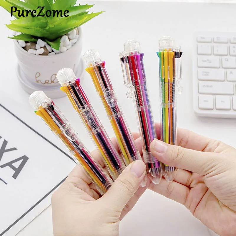 

Creative Multicolor Ballpoint Pen Lovely Stationery Press 8 Color Oil Pen For Student Children Office School Supply