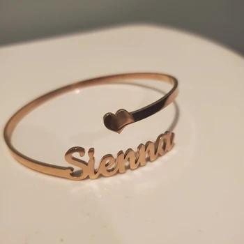 

Customized Double Layer Nameplate Bracelet & Bangle Personalized Custom Cuff Bangles Women Men Rose Gold Jewelry Christmas Gift