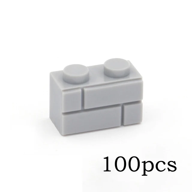 DIY Building Blocks Wall Figures Bricks 1x2 Dots 50/100PCS Educational Creative Toys for Children Size Compatible With 98283 Light Grey 100pcs