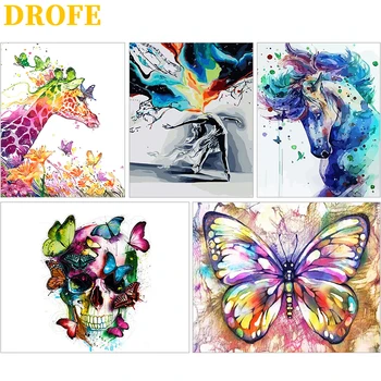 

DROFE 40x50cm Frame DIY Painting By Numbers Kits Colorful Animals Hand Painted Oil Paint By Numbers For Home Decor Art