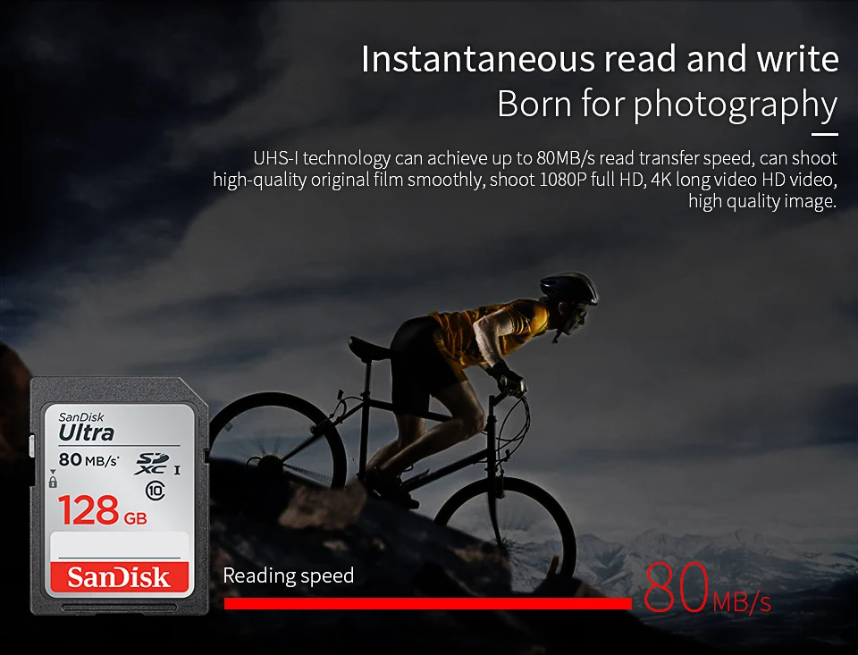 SanDisk 128 ГБ sd-карта для камеры 80 МБ/с./с Карта памяти класс 10 64 ГБ флэш-карты 32 Гб 16 Гб карта памяти 64 Гб