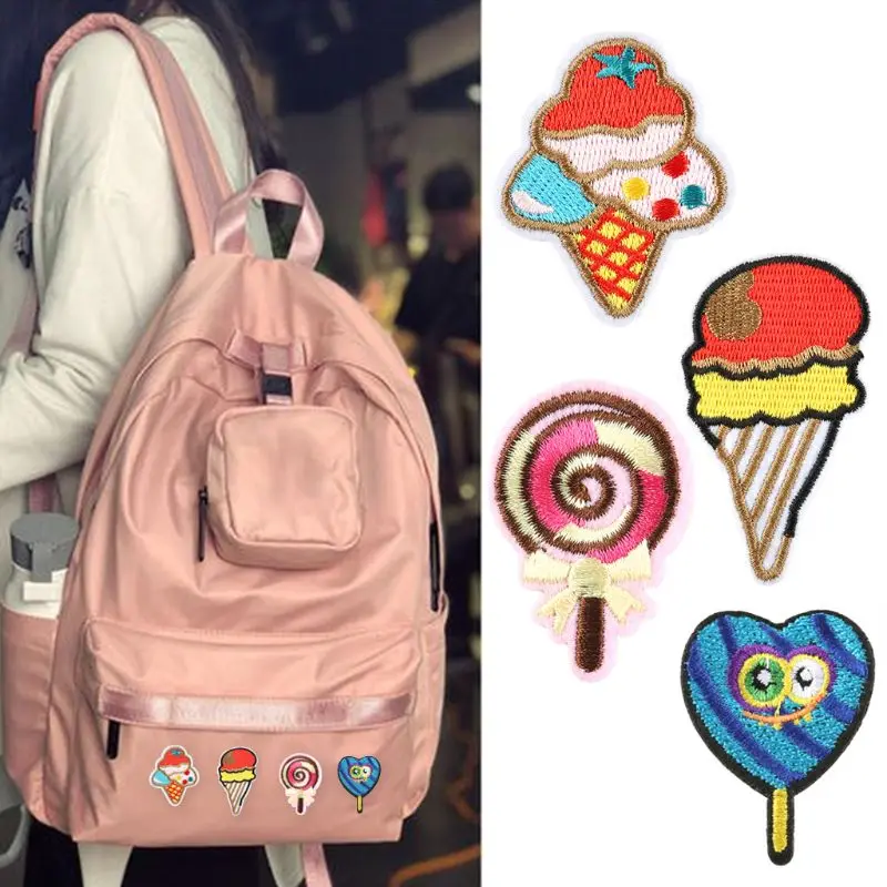 

20Pcs Cartoon Sweets Lollipop Ice Cream Sticker Cloth Patches Iron On Kids Embroidered Decorative Sewing Applique for Clothes Ba