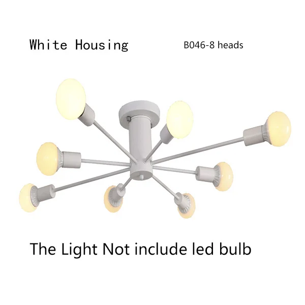 Потолочное освещение для помещений, теплый белый или белый эффект, потолочная лампа, светодиодная, с 3 цветными корпусами, комнатное освещение - Body Color: B046-8heads-white