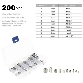 

200pcs/set Stainless Steel Nut Set Hex Socket Drive Insert For Wood Furniture