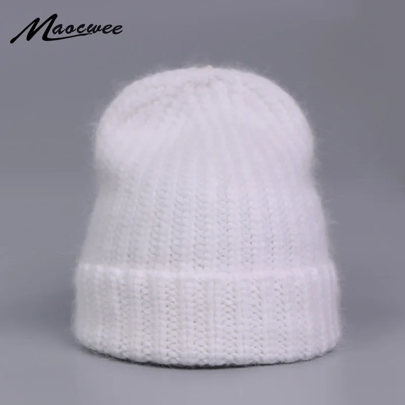 

Women Winter Hats Beanies Knitting Rabbit Wool Fur Hat Female Real Fur Skullies Caps Solid Color Adult Casual Warm Beanie Hats