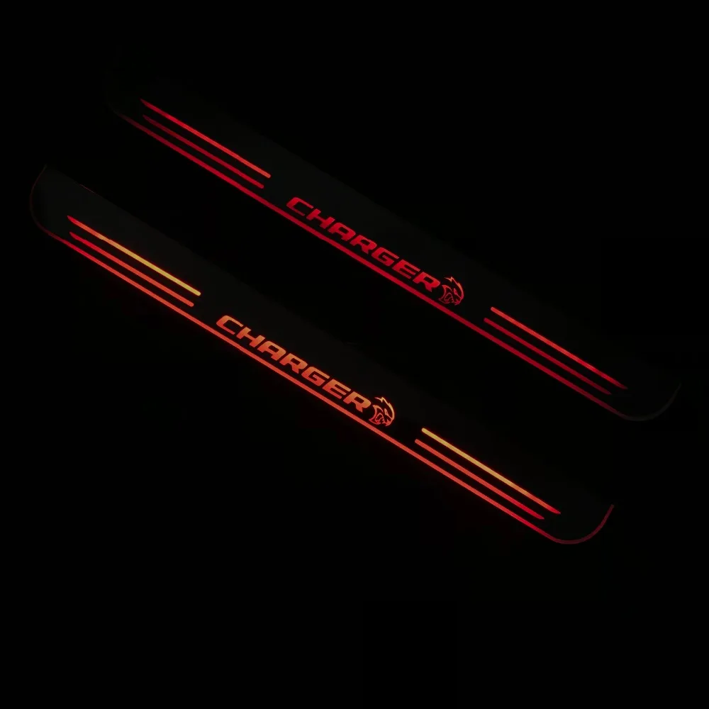 Osmrk led движущаяся дверная Накладка для dodge charger dynamic дверной порог пластина плоская подкладка Наложение плавный/фиксированный светильник, 2 шт