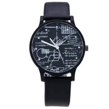 

Fashion Geometry Pattern Couple Watch Men Faux Leather Band Geometric Equation Analog Quartz Couple Wrist Watch Women Clock часы