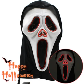 

Scary Halloween LED Mask Skull Head Cover Party Latex Clown Cosplay Full Head Ghost Mask Masquerade Halloween Prop Funny Costume