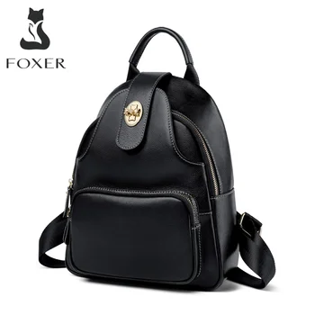 

FOXER Small School Bag for Teen Women Genuine Leather High Qulity Commuter Backpack Girl's Travel Rucksack Anti-theft Lady Totes
