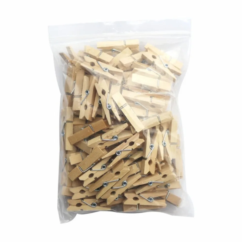 100pcs small mini Size wood photo clips clothespin craft decoration Clips pegs Snack Clips