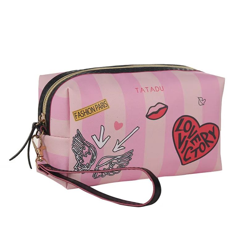 

WULI SEVEN Portable 5 Colors Make Up Organizer Bag Toiletry Bathing Storage Bag Women Waterproof 3D Print PU Travel Cosmetic Bag