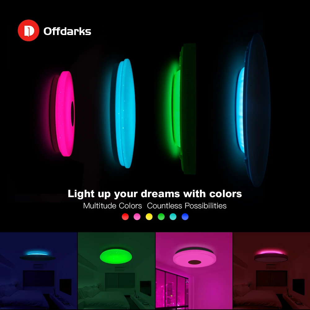 OFFDARKS Moderne LED Smart Decke Licht WiFi / APP Intelligente Steuerung Decke lampe RGB Dimmen 36W / 48W / 60W / 72W OFFDARKS Moderne LED Smart Decke Licht WiFi / APP Intelligente Steuerung Decke lampe RGB Dimmen 36W / 48W / 60W / 72W