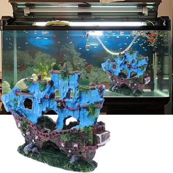 

Aquarium Ornament Resin Sailing Boat Sunk Ship Fish Tank Aquarium Decoration