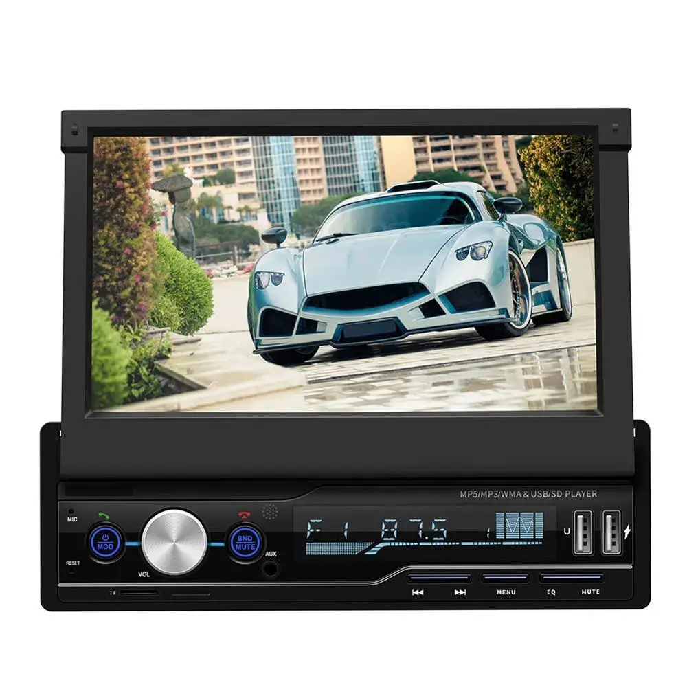 

7" Retractable Car Stereo Multimedia Din MP5 Player Remote Control Touch Screen Mobile Interconnection/Rearview/TF Card/AUX/USB