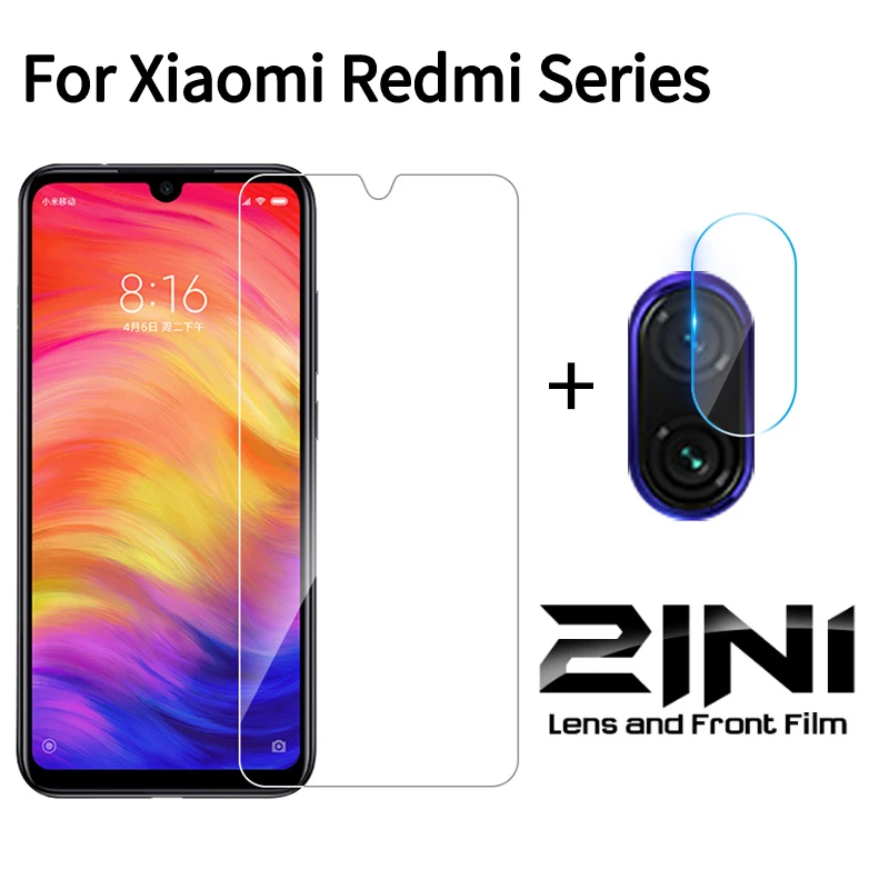 2 в 1 защита объектива камеры для xiaomi redmi note 7 8 Pro Защитное стекло pro экрана из