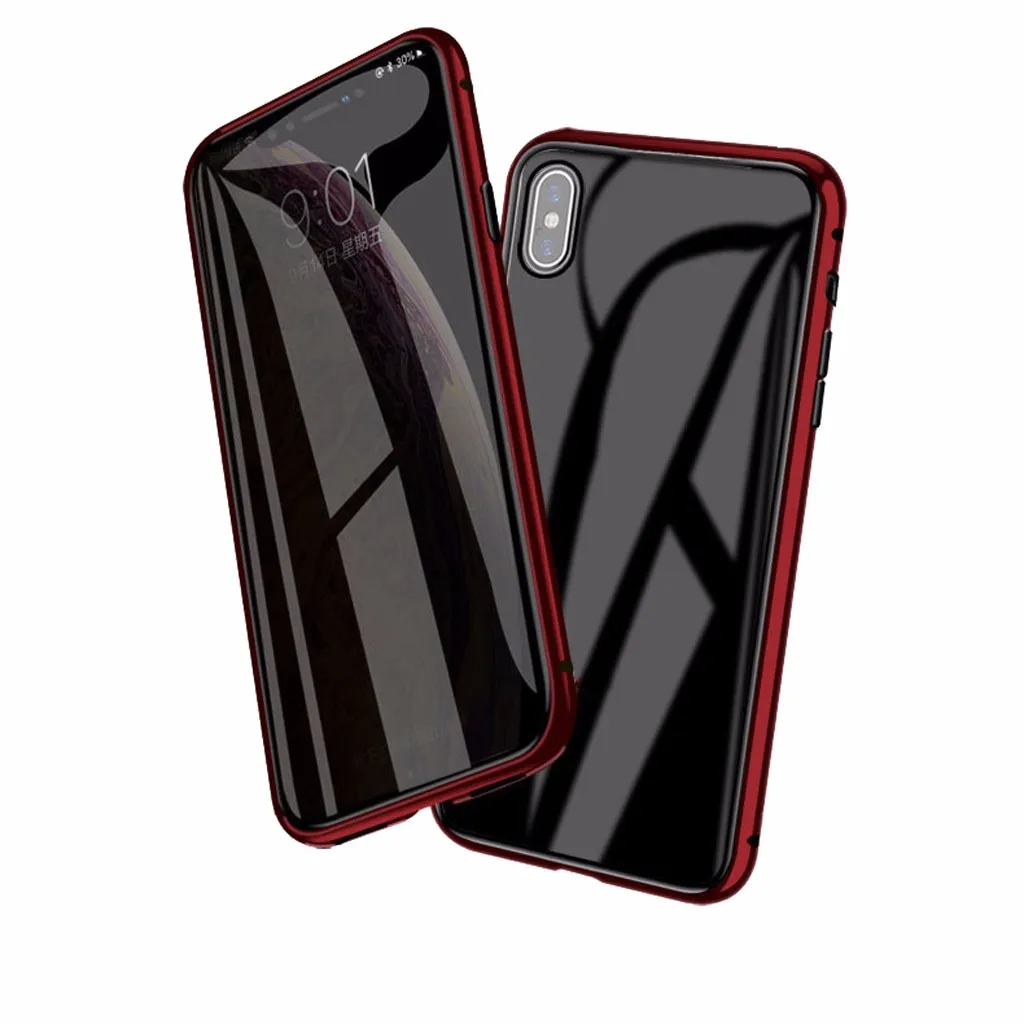 For iPhone XR 6.1 inch Magnetic Adsorption Metal Bumper Glass Case Cover Phone case Protective coverPackage includes2019#G20