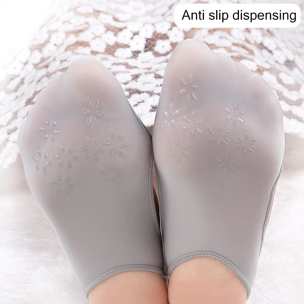 1 Pair Women Ice Silk Half Palm Socks Anti Skid Invisible Liner No Show Pads Low Cut Socks Flats Boat Sneaker Casual Shoes