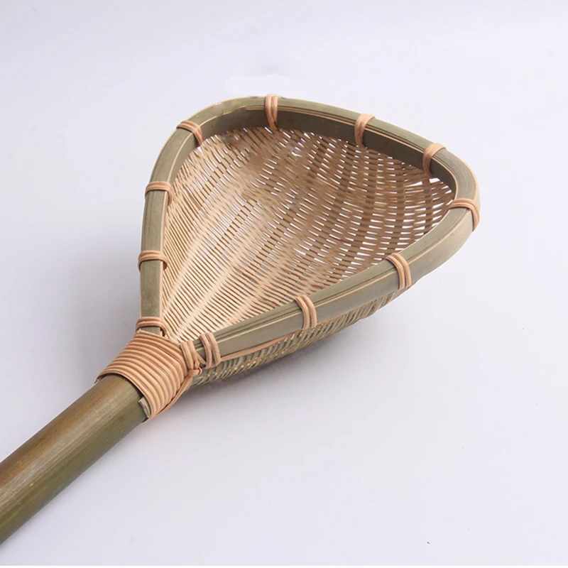 Ручная бамбуковая дуршлаг фруктовая овощная корзина для белья фильтр многоцелевой прочный с ручкой кухонный инструмент