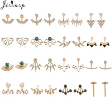 Jisensp корейская мода кристалл спереди сзади Двухсторонние серьги гвоздики для женщин свадебные жемчужные серьги пирсинг ювелирные изделия бижутерия