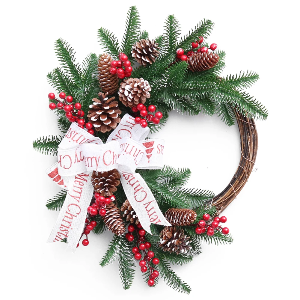 40/50cm Christmas Wreath Handmade Rattan Pendant Garland Shopping Mall Christmas Tree Door Decoration Wreath 1pc