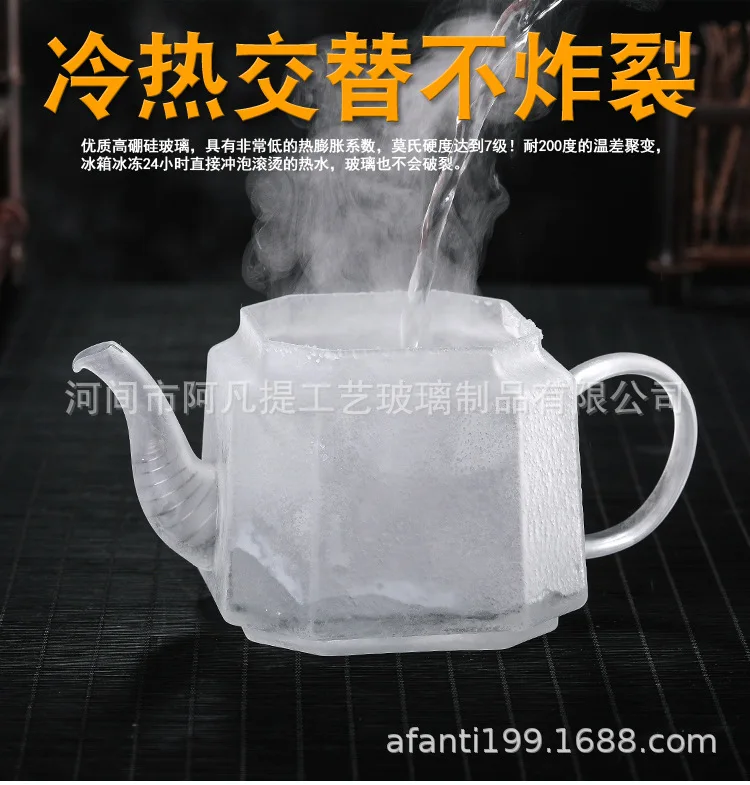 New Style High-temperature Resistant Glass Teapot Octagon Pot Kerman Fire Will Burn without Cracking Borosilicate Glass Tea Set