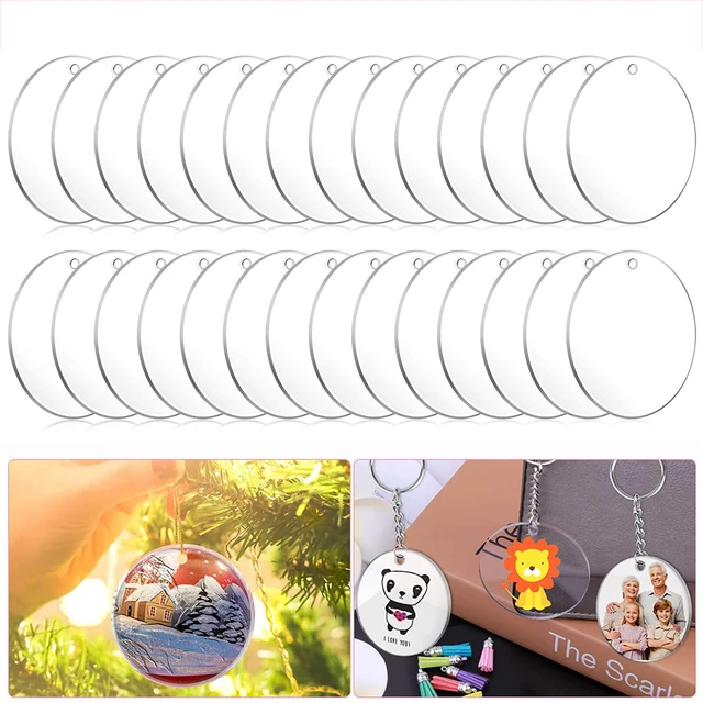 Porte-clés rond en acrylique transparent, cercle vierge pour enfants,  gravure, ornement peint, bricolage, projet artistique en vinyle 2/30/40  pouces, 20/3/4 pièces - AliExpress