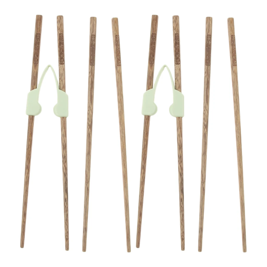 4 Pairs 25cm Chopsticks Anti-Slip Training Chopsticks + 2 Piece Helper, Individually Eating Aids for Elderly Adults or Children