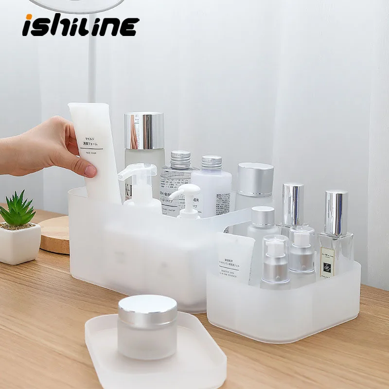 

Desktop Storage Box Cosmetic Box Plastic Matte Compartment With Cover Mask Box Dressing Table Finishing Box