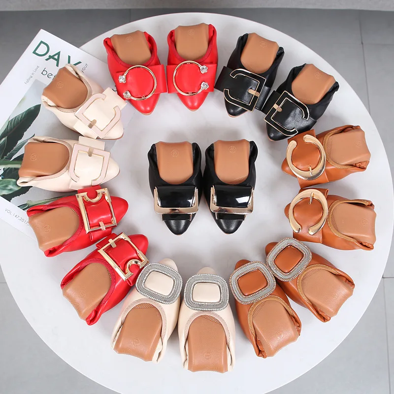 

Female Driver Shoes Summer New Style Curly Shoes Women's Pointed Toe Moccosins Metal Buckle Single Shoes Women's Soft Flat Top S