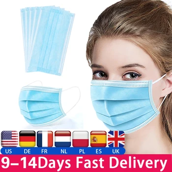 

100/50Pcs Disposable Mask 3 Layers Dustproof Facial Cover Masks Maldehyde Dust Proof Masks
