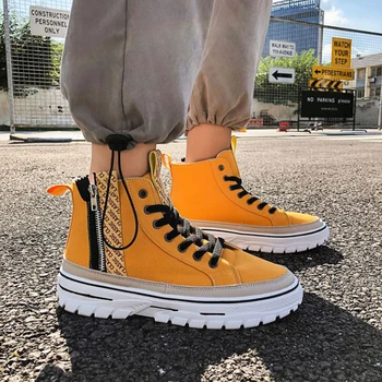 

New Super Hot Men's Canvas Shoes Comfortable Quality High Top Shoes Autumn Men Boots Men New Casual Shoes Breathable Masculinas