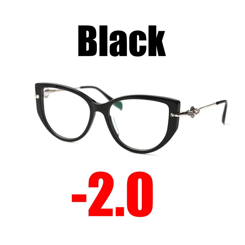 SOOLALA Рецептурные очки для близоруких женщин Оптические очки компьютерная оправа диоптрий-1,0-1,5-2,0-2,5-3,0-4,0-5,0-6,0 - Цвет оправы: Black -2.0