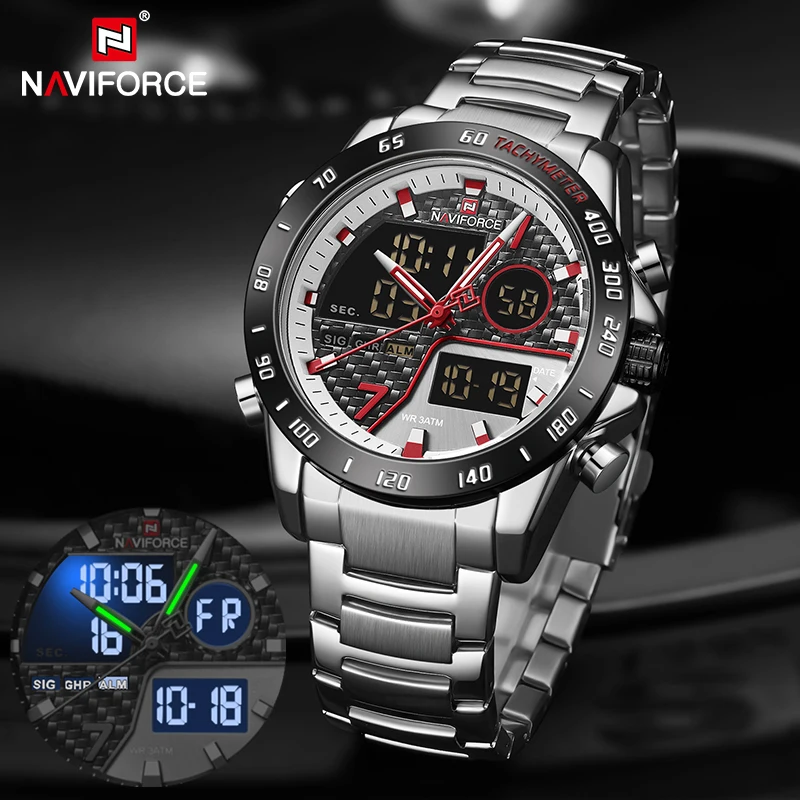 Часы наручные NAVIFORCE Мужские Цифровые роскошные брендовые светодиодсветодиодный