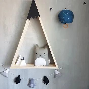 

2pcs/set Home Decor Nordic Style for Baby Room Wall Shelf Wood Snow Mountain Shelf Floating Shelf for Room Storage Ornaments