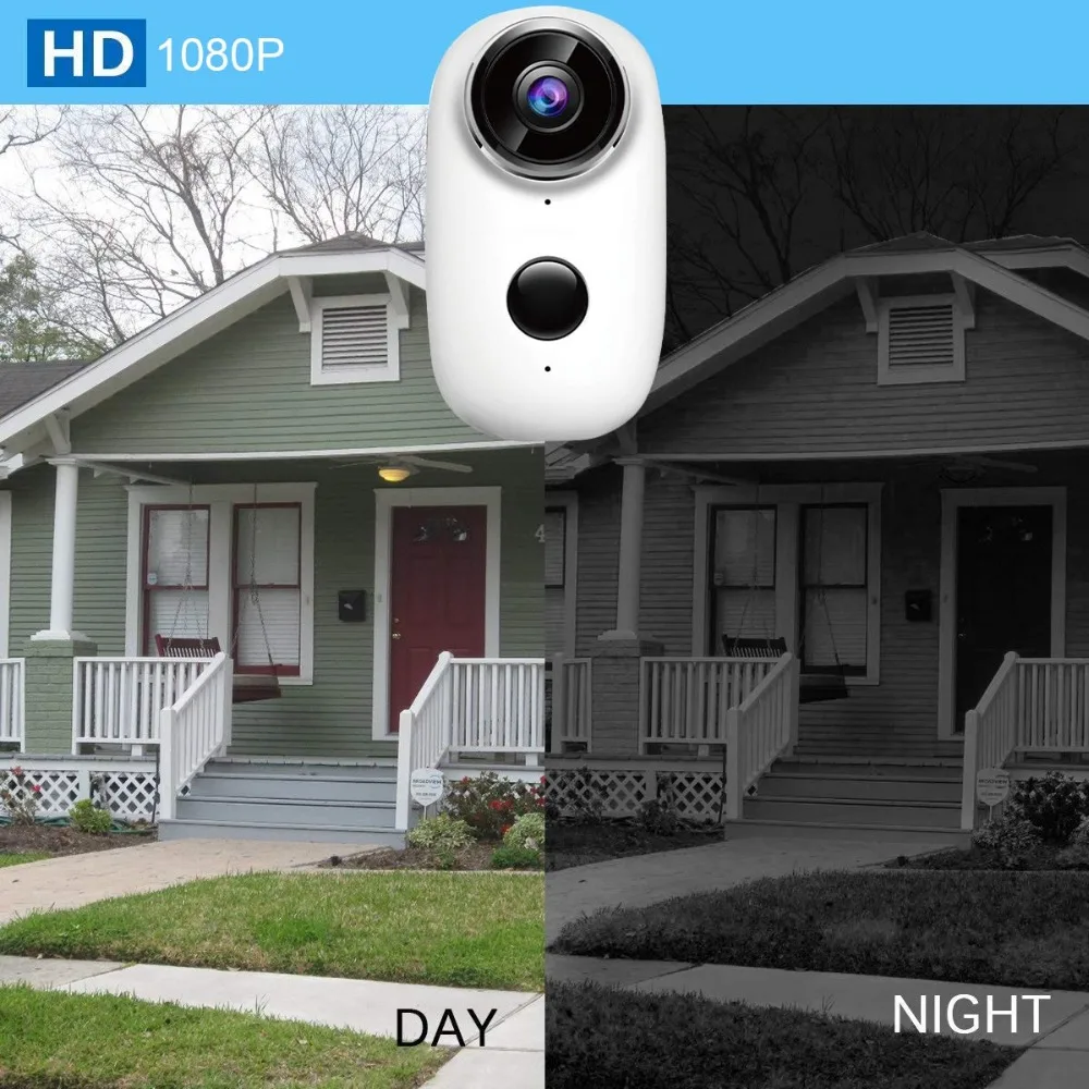 13WiFi IP Security Camera 1080p Rechargeable Outdoor Battery Powered Solar Panel C