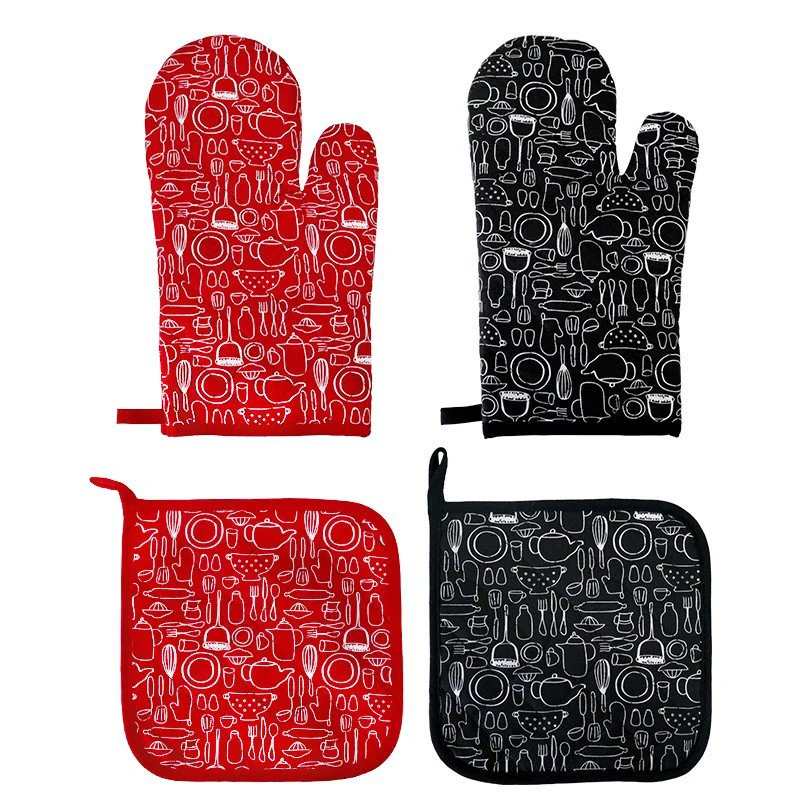 2pcs Stove Oven Gloves Set Kitchen Potholders Pad Mitts Heat Resistant  Thermal Anti-heat Take Hot Pot Cooking Baking Gloves - Oven Mitts -  AliExpress