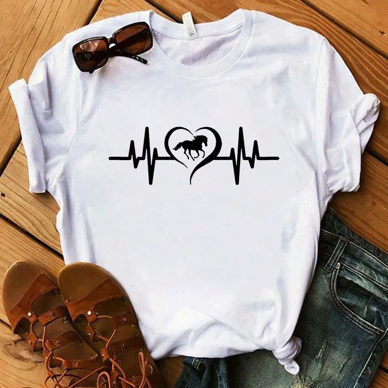 Just A Girl Print Horse T Shirt Women T-Shirts Casual Fashion Funny T-shirt White Tops Women Short Sleeve Horse Tshirt t shirt palm angels