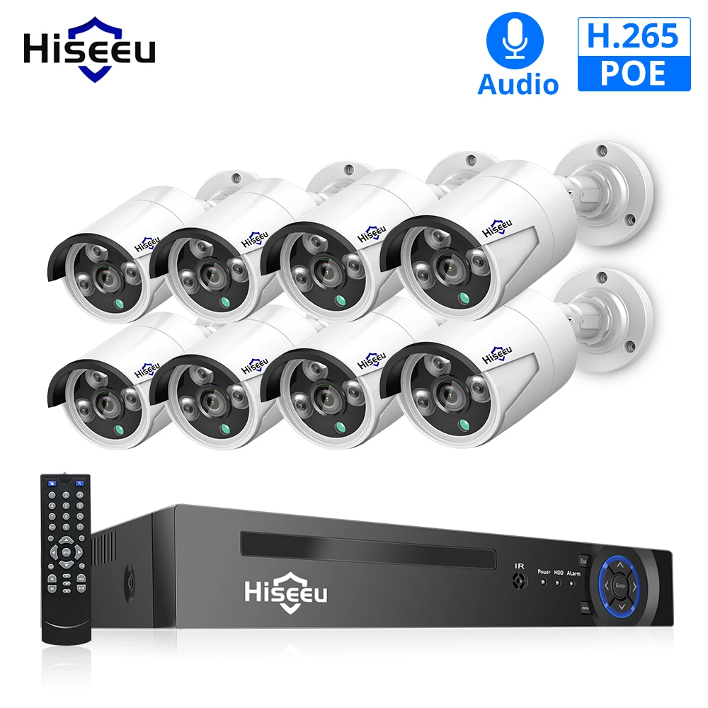 

Hiseeu 8CH POE NVR Kit HD 1080P CCTV Camera System 2MP Outdoor Waterproof IP Camera POE