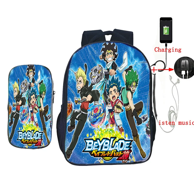 1 Мультфильм Beyblade 2 шт./компл. ежедневный рюкзак детские школьные сумки для женщин и мужчин ноутбук удобный рюкзак для путешествий сумки лучший подарок - Цвет: 1