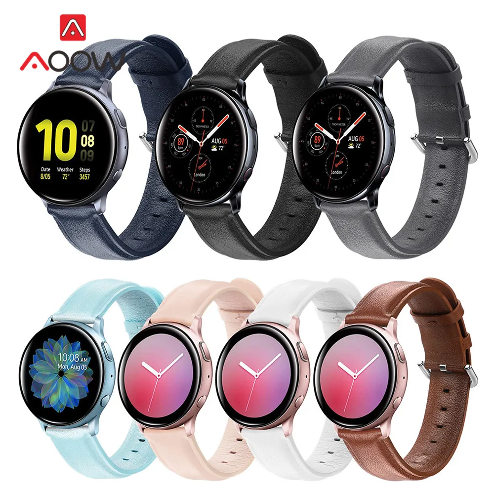 20 Mm 22 Mm Genuine Leather Strap untuk Samsung Galaxy Menonton Aktif 2 42  Mm 46 Mm Gear S2 S3 active2 Huawei Amazfit Bip Gelang Band|Watchbands| -  AliExpress