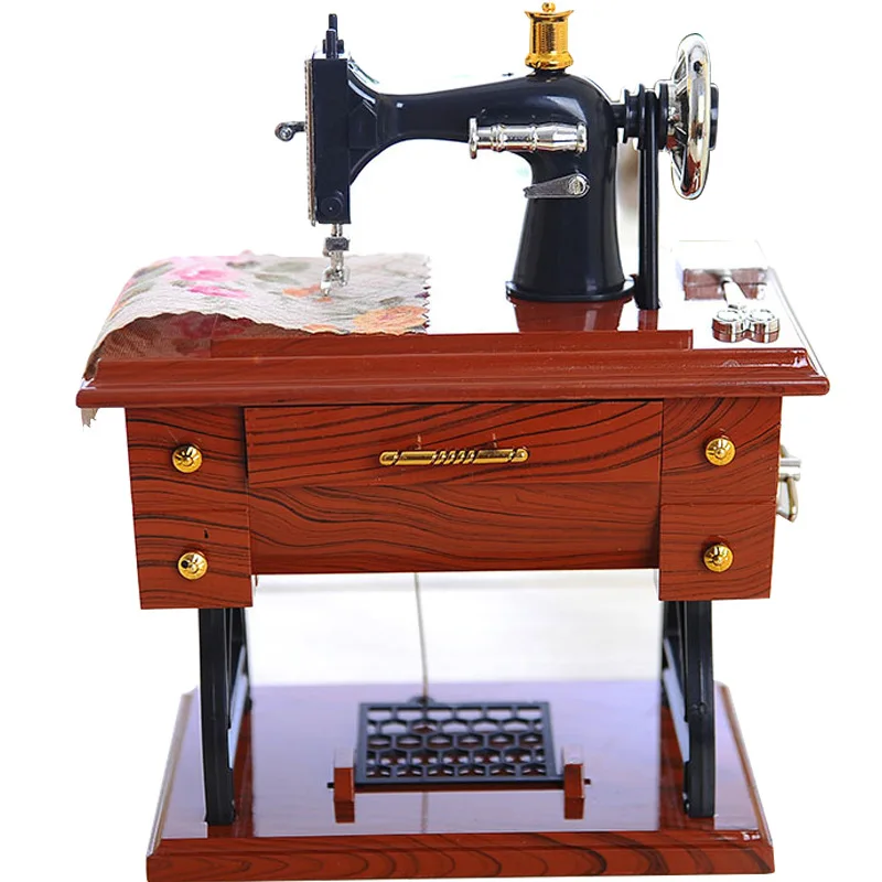 

Classical Mini Octave Sewing Machine Music Boxs Kids Vintage Sewing Machine Pedal Lock Music Box Christmas Toys Gift