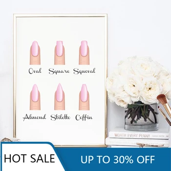 Billig Nagel Formen Schönheit Salon Zimmer Decor Fashion Leinwand Malerei Poster Drucke Make-Up Nagel Geschenke Nagel Typ Führer Wand Kunst Bilder