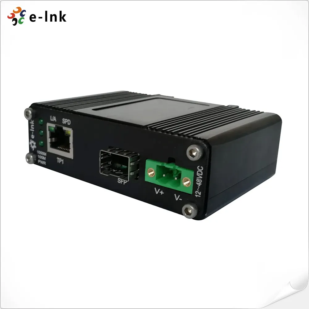 Промышленный медиа конвертер с 10/100/1000Base T на 100/1000Base X SFP Ethernet входом 12 48