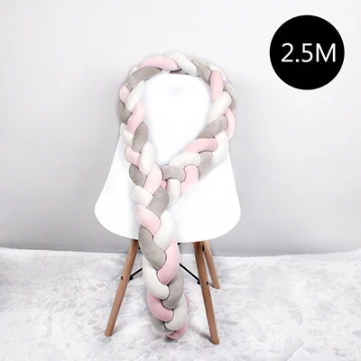 As shows 2.5M 2.5M 3M Length Knot Newborn Bumper Long Knotted Braid Pillow Baby Bed Bumper in the Soft Crib Infant Room Decor - Цвет: As shows 2.5M