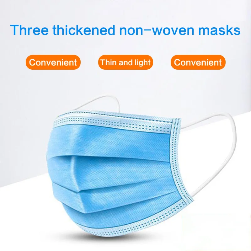 Máscaras faciales de un solo uso a prueba de polvo antivaho transpirable con 3 capas de 100 a 10 Uds